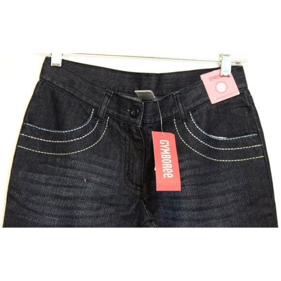 2008 Gymboree Petit Mademoiselle Pickstitch Flare Denim Jeans Dark 10 Plus - Picture 2 of 7